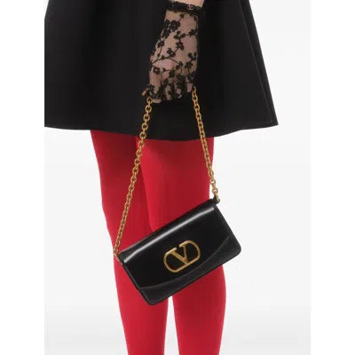 Valentino Garavani Vain Small Vlogo Leather Clutch Bag In Black