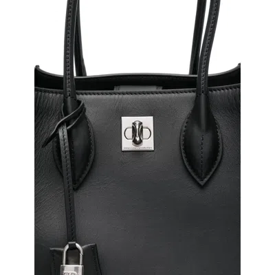 Ermanno Scervino Maggie Turn-lock Leather Tote Bag In Black