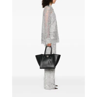 Ermanno Scervino Maggie Turn-lock Leather Tote Bag In Black