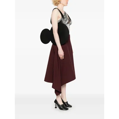 Coperni Mickey Black Handbag With Cut-out Handle And Logo Lettering On The Front In Leather