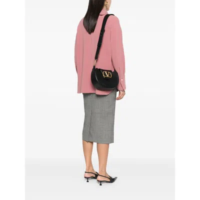 Valentino Vlogo Signature-plaque Shoulder Bag In Black