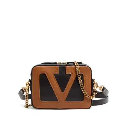 Valentino Viva Superstar Small Vlogo Leather Duffle Top-handle Bag In Brown