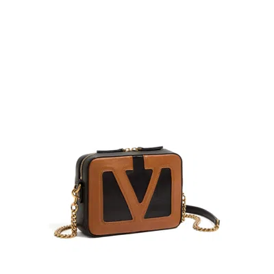 Valentino Viva Superstar Small Vlogo Leather Duffle Top-handle Bag In Brown