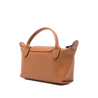 Longchamp Le Pilage Xtra Brown Medium Shoulder Strap With Removable Shoulder Strap And Embossed Lgoo On The Fr In Brown