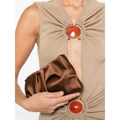 Jimmy Choo Twisted Clutch Bag In Brown