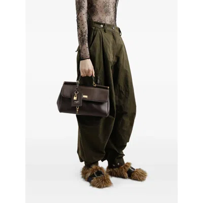 Dolce & Gabbana Women Brown Handbag With Key And Padlock Detail And Adjustable And Removable Shoulde