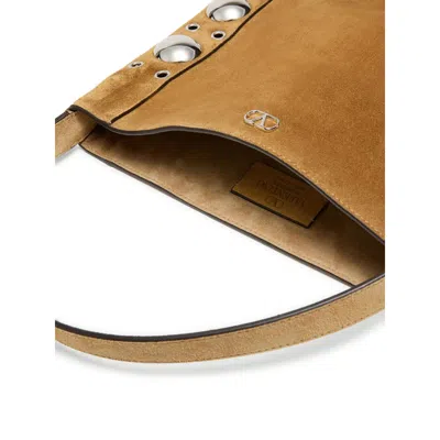 Valentino Nellcote Fringe Studded Suede Crossbody Bag In Brown