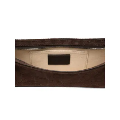 Jacquemus Crocodile-effect Suede Handbag With Adjustable Leather Strap In Burgundy