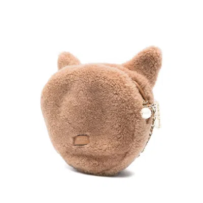 Jimmy Choo Fox Leather-trimmed Shearling Shoulder Bag In Brown