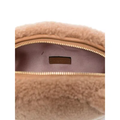 Jimmy Choo Fox Leather-trimmed Shearling Shoulder Bag In Brown