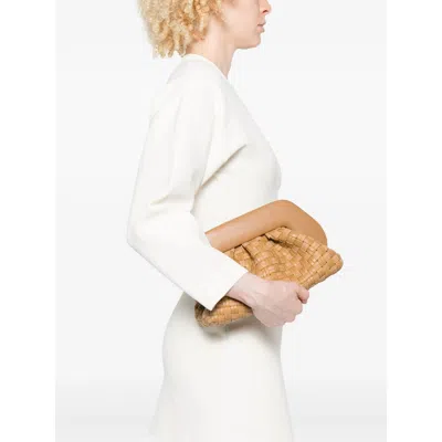 Themoirè Rectangular Clutch Bag Detachable Strap In Neutral