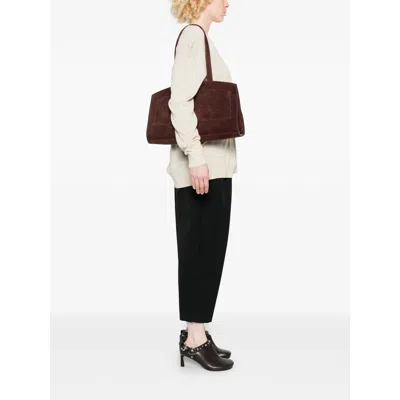 Benedetta Bruzziches Bordeaux Suede Shoulder Bag With Metallic Clasp In Brown