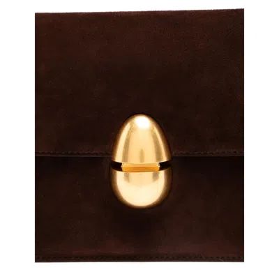 Neous Womens Dark Chocolate Phoenix Baguette Detachable-strap Suede Shoulder Bag In Braun