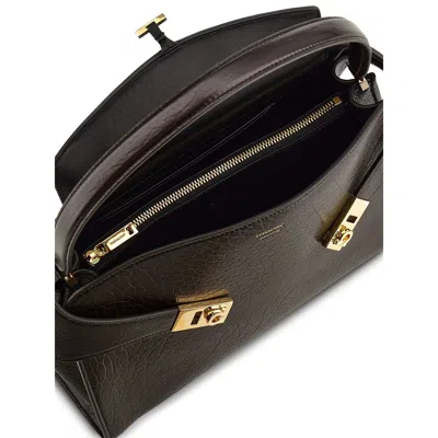 Ferragamo Dark Brown Leather Medium Hug Soft Shoulder Bag