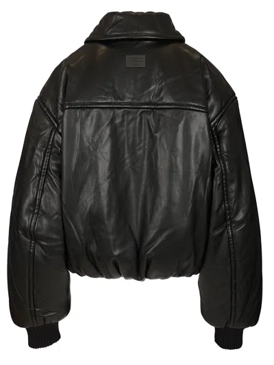 Acne Studios Faux Leather Bomber Jacket Black In Black