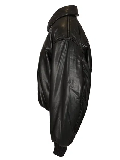 Acne Studios Faux Leather Bomber Jacket Black In Black