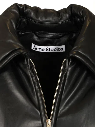 Acne Studios Faux Leather Bomber Jacket Black In Black