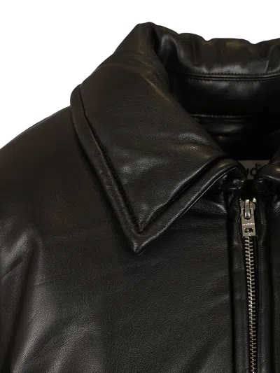 Acne Studios Faux Leather Bomber Jacket Black In Black