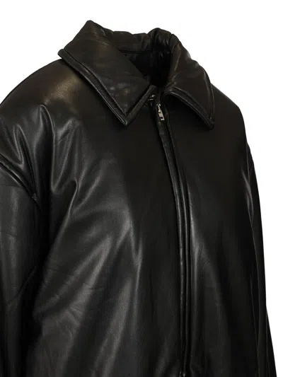 Acne Studios Faux Leather Bomber Jacket Black In Black