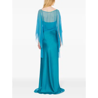 Alberta Ferretti Satin Maxi Dress In Blue