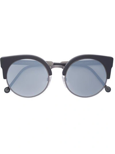 Shop Retrosuperfuture Ilaria Black Matte Zero Sunglasses In Grey