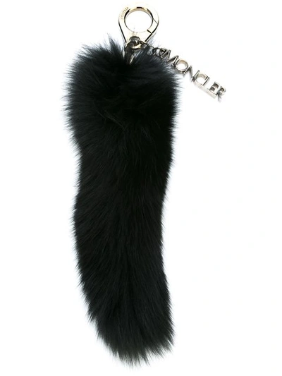 Moncler Fox Fur Charm Keyring In Black