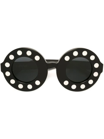 Linda Farrow Yazbukey Telephone Round Sunglasses In Black/grey