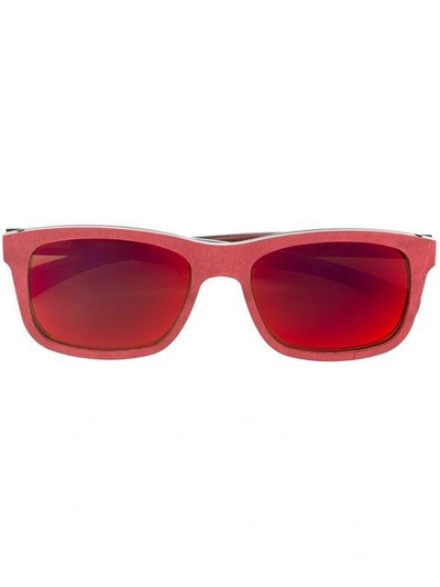 Shop Gold And Wood 'twenty' Sunglasses - Red