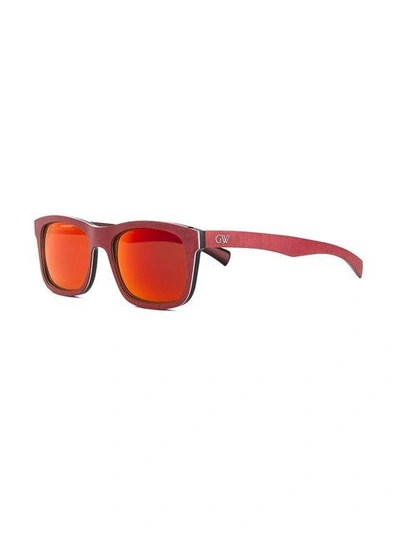 Shop Gold And Wood 'twenty' Sunglasses - Red