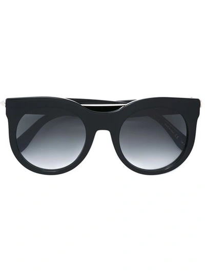 Alexander Mcqueen Piercing Bar Stud Acetate Round Sunglasses In Black