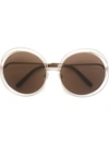 Chloé Carlina Ce120sd Titanium And Acetate Round Sunglasses In Metallic