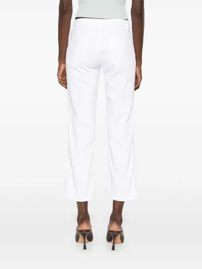 7 For All Mankind Calie Straighnt Cropped Jeans In White