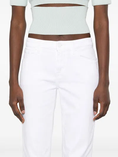 7 For All Mankind Calie Straighnt Cropped Jeans In White