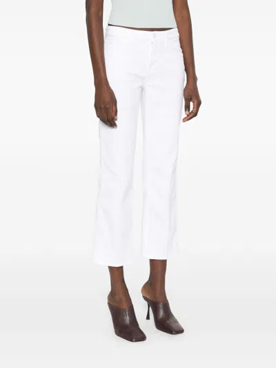 7 For All Mankind Calie Straighnt Cropped Jeans In White