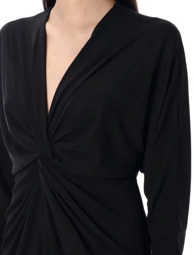 Anine Bing Draped Mini Dress V-neck Twisted In Black