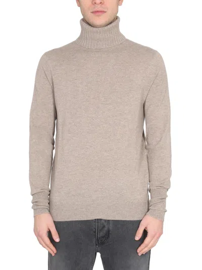 Ballantyne Cross-neck Ribbed Cashmere Turtleneck Sweater In Neutral