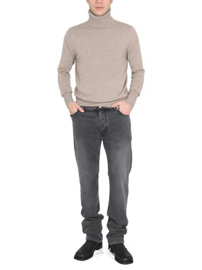 Ballantyne Cross-neck Ribbed Cashmere Turtleneck Sweater In Neutral