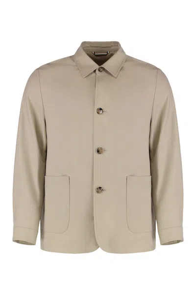 Hugo Boss Boss Overshirt With Buttons In Neutral