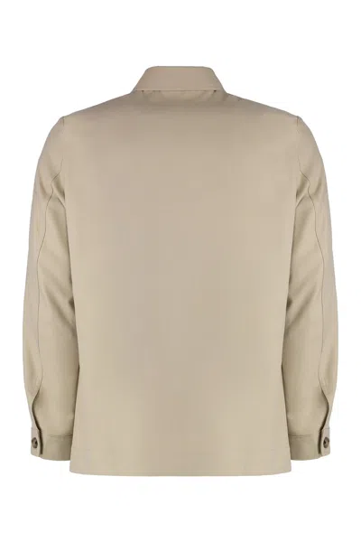 Hugo Boss Boss Overshirt With Buttons In Neutral