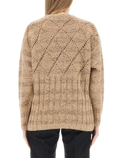 Cormio Oversize Knitwear Crew Neck Diamond Pattern In Neutral