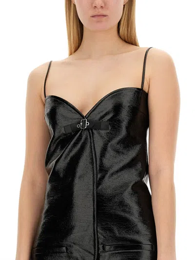 Courrèges Courreges Vinyl Ellipse Mini Sleeveless Dress In Black