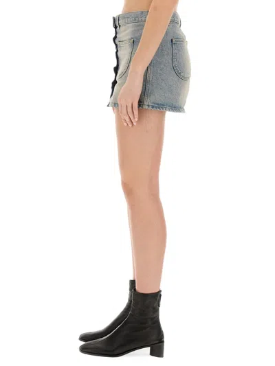 Courrèges Classic Light Wash Denim Mini Skirt In Blue