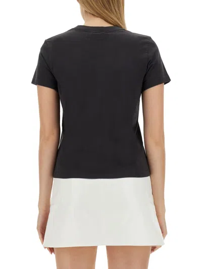 Courrèges Fitted Black Cotton Crew Neck T-shirt In Black