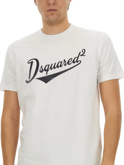 Dsquared2 Cool Fit Velvet Logo T-shirt In White