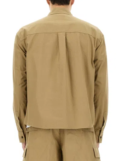 Dsquared2 Cropped Long Sleeve Shirt With Button-down Collar In Nude