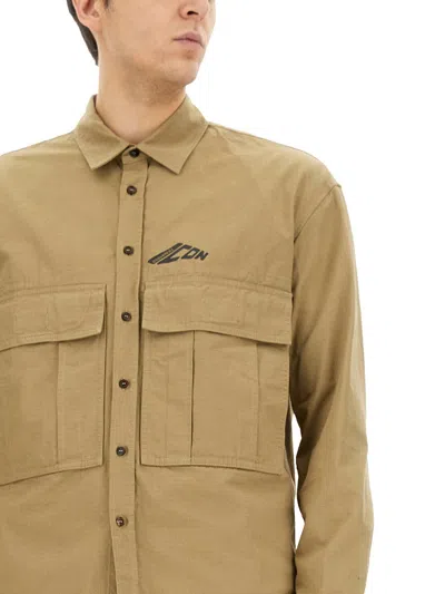 Dsquared2 Cropped Long Sleeve Shirt With Button-down Collar In Nude