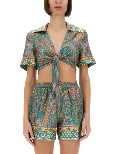 Etro Paisley-print Beach Cover Up In Green
