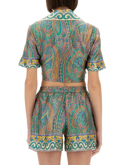 Etro Paisley-print Beach Cover Up In Green