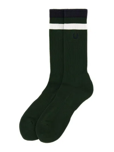 Fred Perry Sock With Logo Embroidery In Black