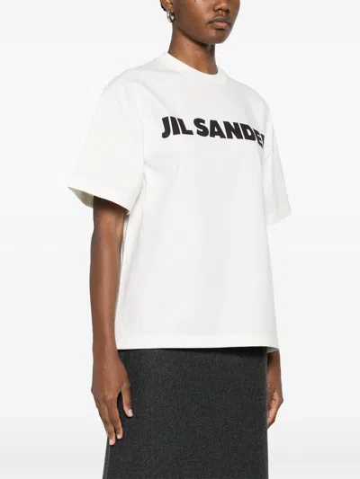Jil Sander Women Ivory Cotton Oversize T-shirt In White